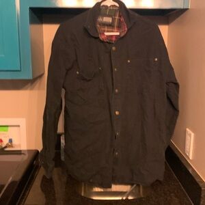 Men's Dark Navy Utility Jacket with Plaid Lining
